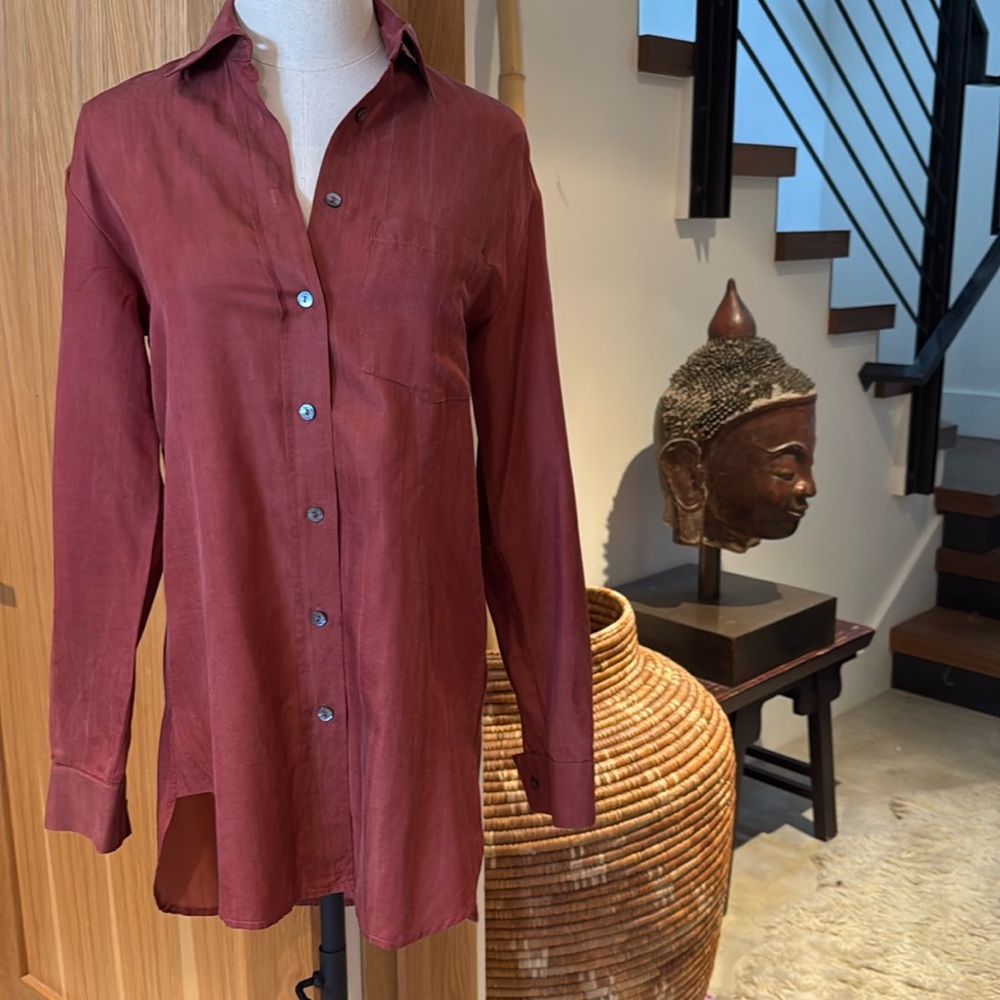 Harshman Red Botton Down - XS 70%cotton/silk30%